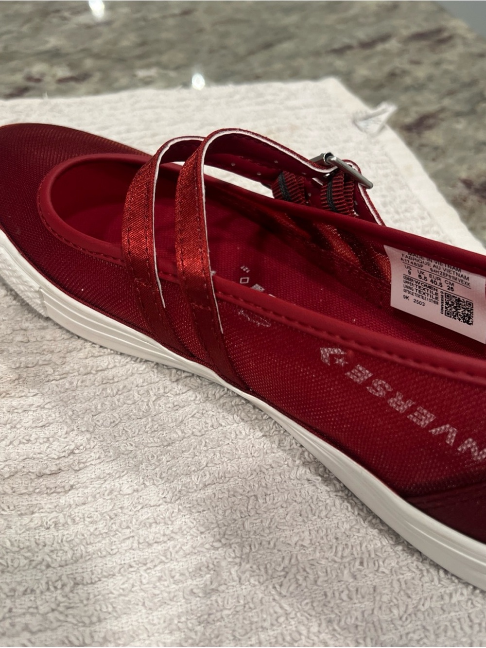 Converse Women's Red Mary Jane Flats with Strap - Picture 6 of 10